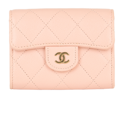 Chanel Quilted Flap Card Holder Wallet, Caviar, Pink, 1004PXE, 3*